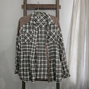 Free People Plaid Button-Up Flannel Shirt